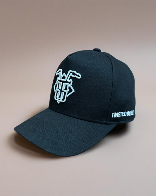 Black handlebar hat
